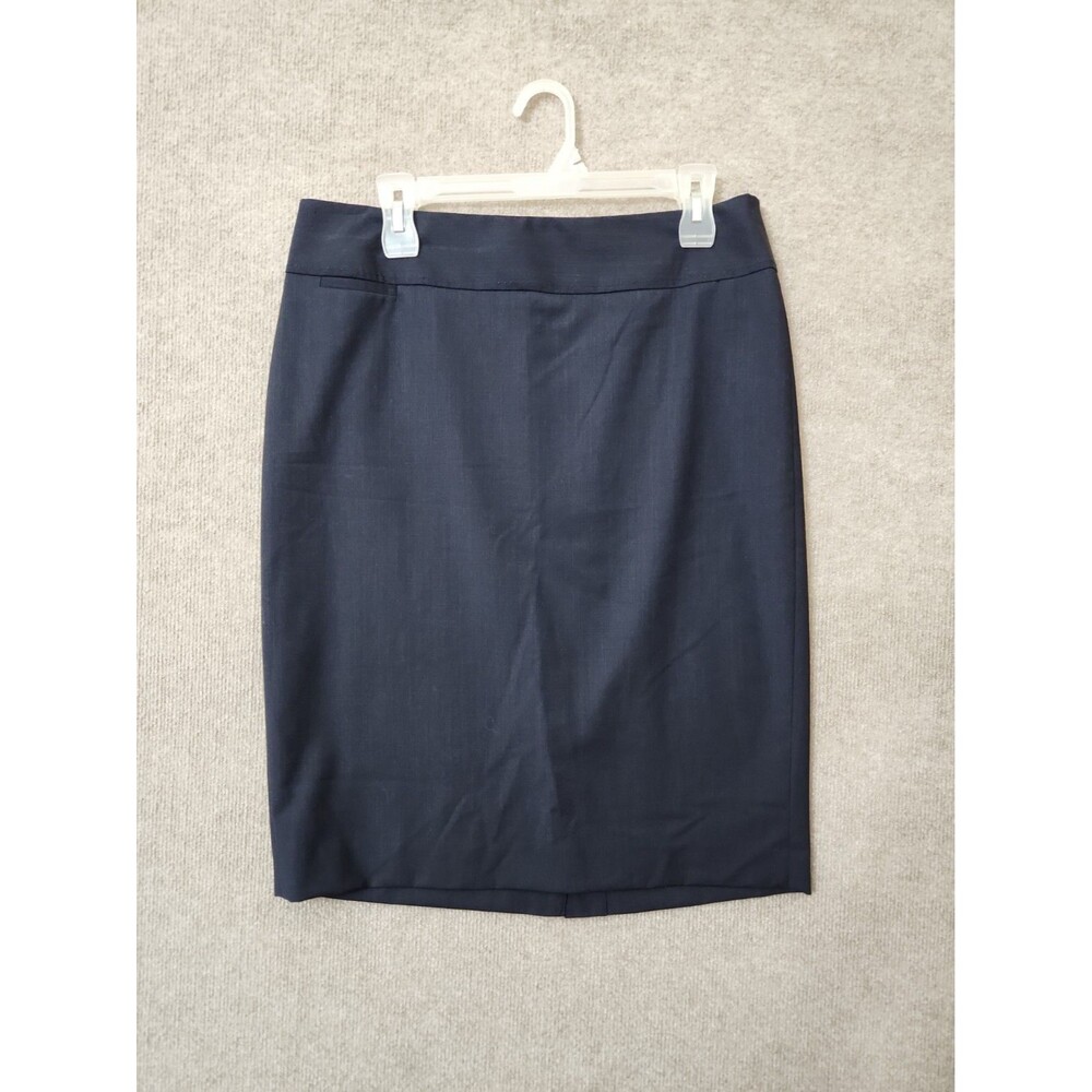 Talbots Wool Blend Lined Pencil Skirt Womens 10 Petite Blue Back Zip Slit NEW